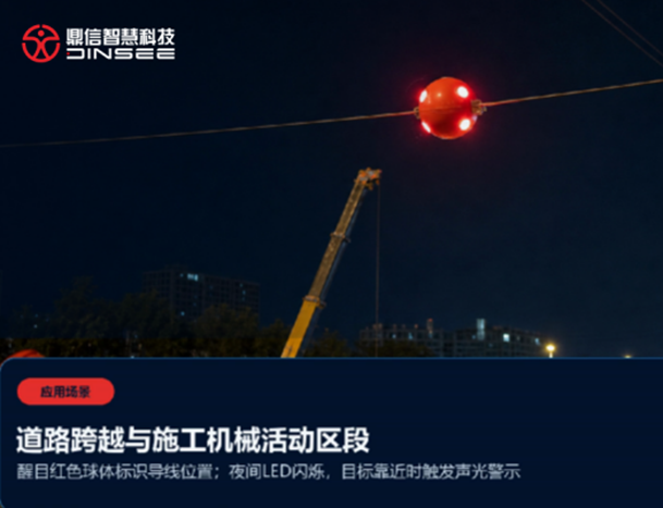 電力智能警示裝置，導(dǎo)線從球體中心穿過，三處夾持鎖定